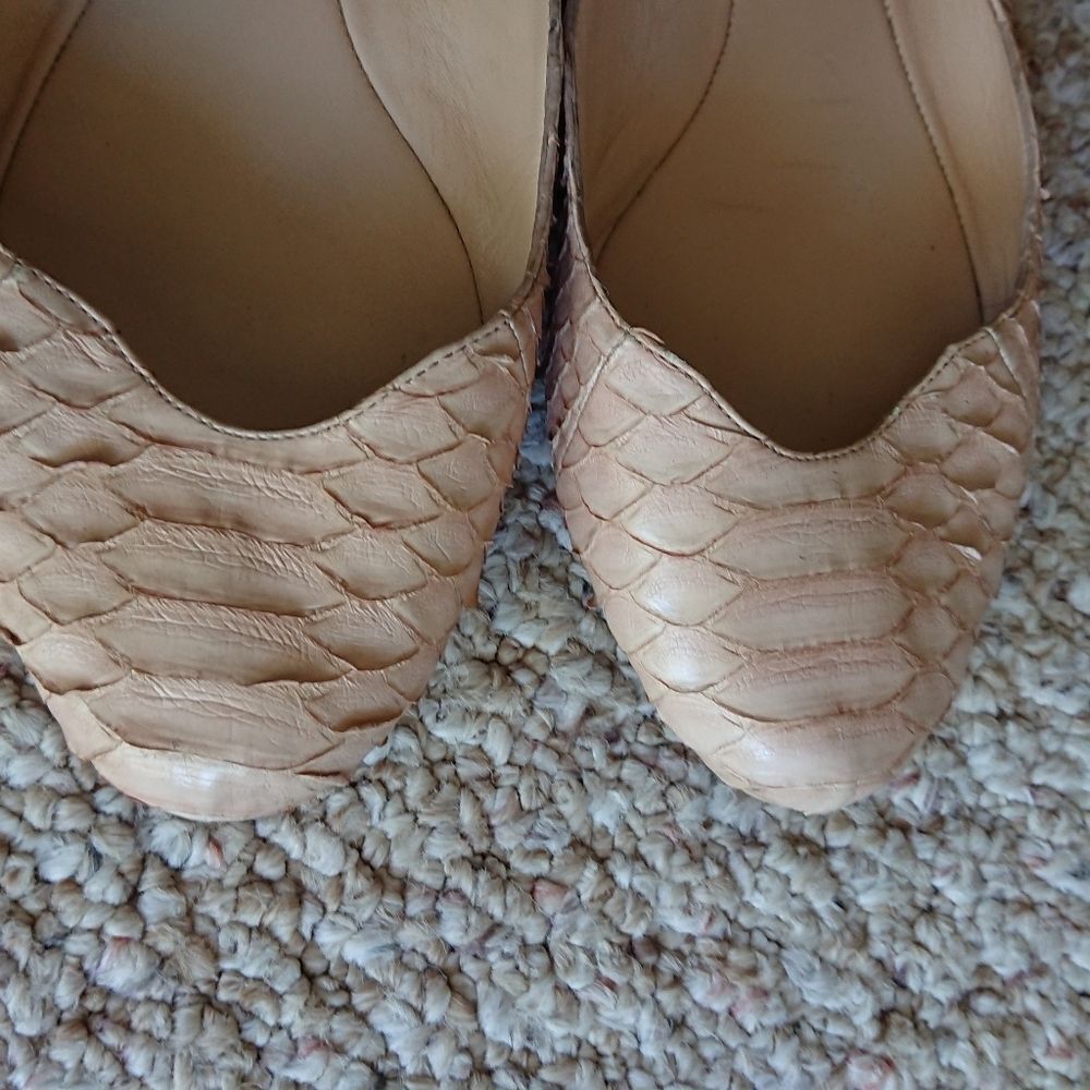 Alexandre Birman Scalloped Python Flat Pink Beige… - image 6